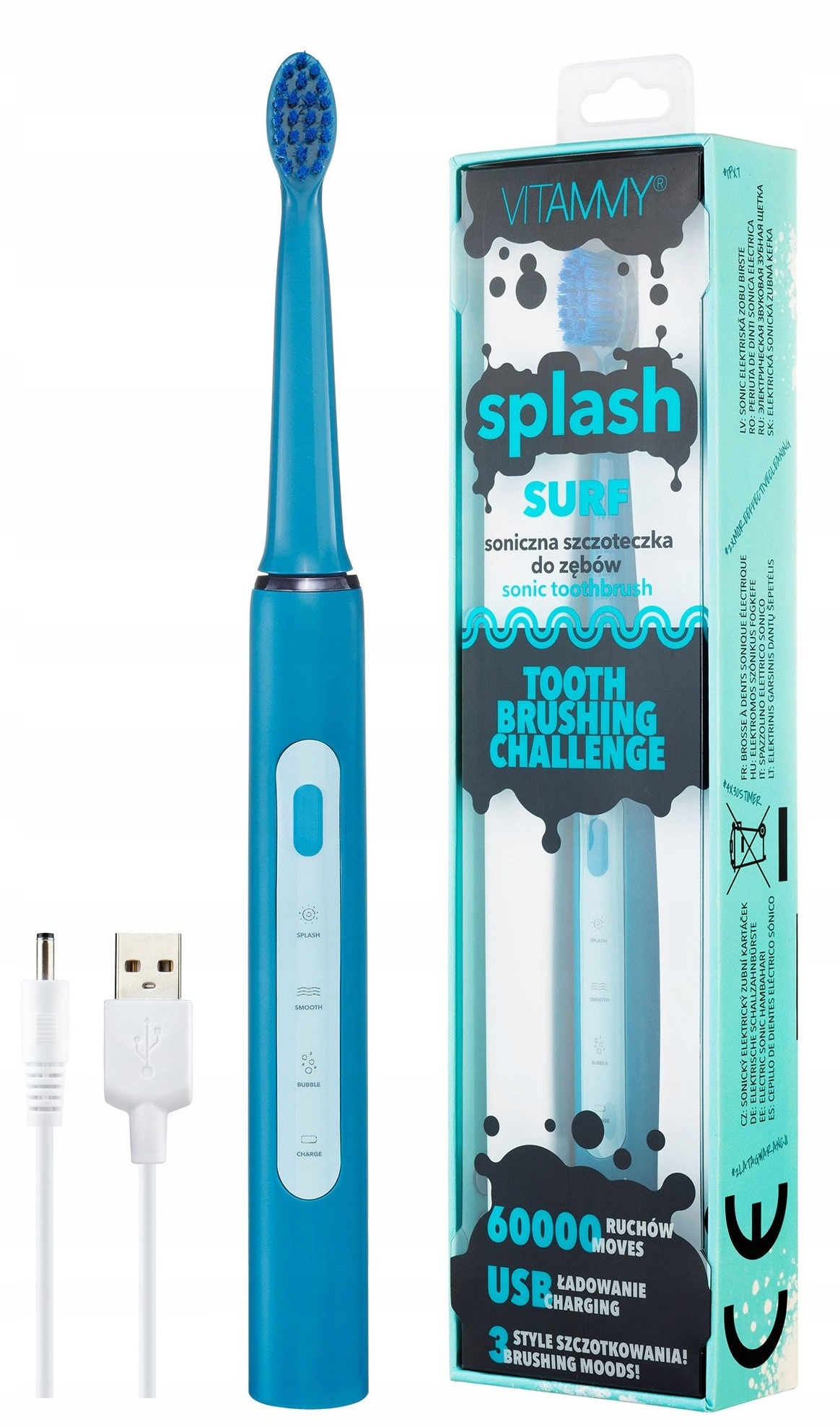 VITAMMY SPLASH SURF Sonická zubná kefka 8 rokov + modrá